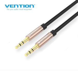 VENTION  Cotton Braided 3.5mm Male to Male Audio Cable 0.5M Black Metal Type (15773)